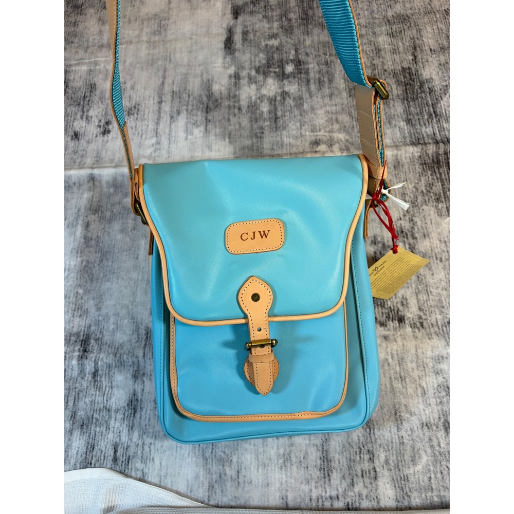 Jon Hart Design The Satchel Ocean Blue Coated Canvas Leather Crossbody Bag 905